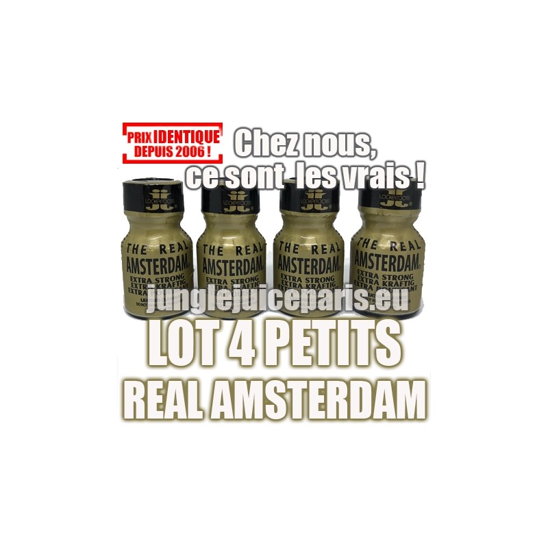 LOT 4 PETITS POPPERS PUISSANTS REAL AMSTERDAM 10ML LIVRAISON GRATUITE COURSIER COLISSIMO CHRONOSPOT FEDEX